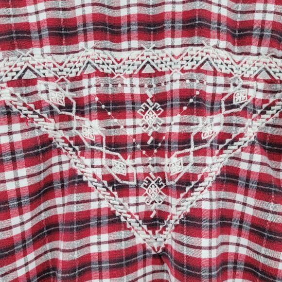 Zara Girls Plaid Flannel Embroidered Button Down Shirt Size 13/14 - Picture 6 of 9